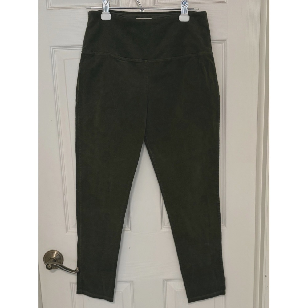 Cambridge Stretch Pants Womens M Olive Green Corduroy Leggings High Rise Pants